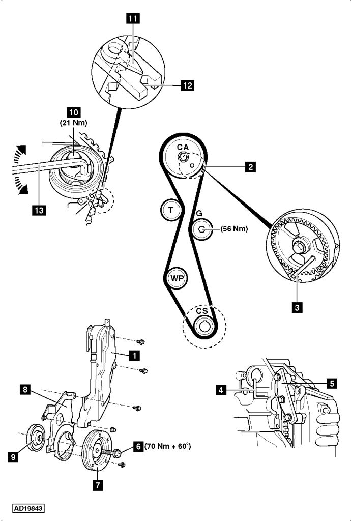 Replace timing belt Ford Focus 2.0 TDCi 2011- UKDB